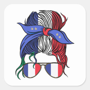 Sticker Carré France pimentée avec le drapeau français