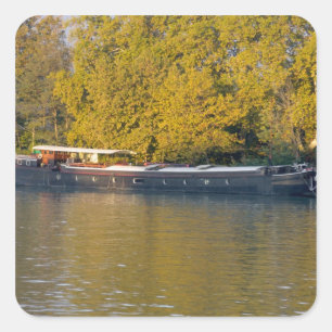 Sticker Carré France, Rhône, près d'Avignon, péniche le long