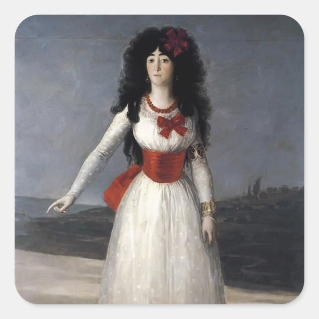 Sticker Carré Francisco Goya - Duchesse d'Alba, La Duchesse Blan (Devant)