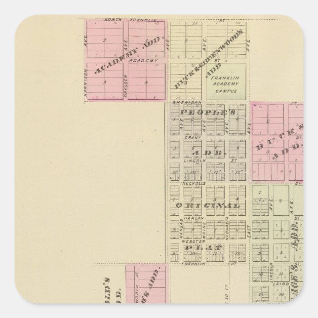 Sticker Carré Franklin, Nebraska (Devant)