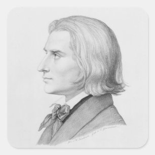 Sticker Carré Franz Liszt, gravé par Gonzenbach
