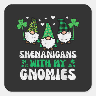 Sticker Carré Fredailles de la Saint-Patrick avec des gnomes Gno