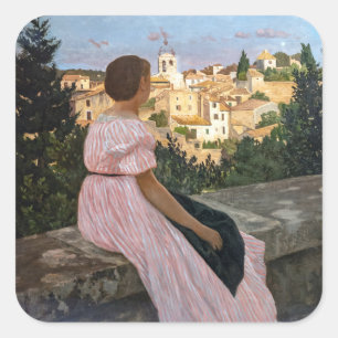 Sticker Carré Frederic Bazille - La robe rose