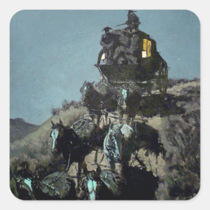 Sticker Carré Frederick Remington « La vieille diligence »