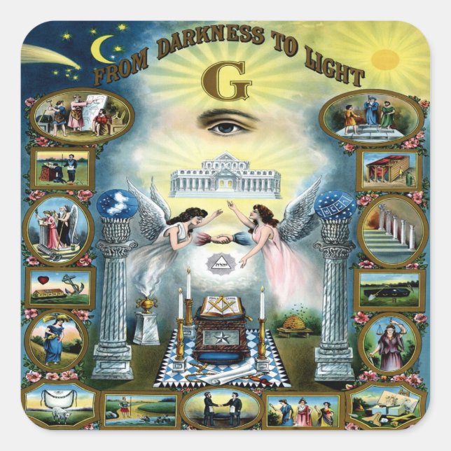 Sticker Carré Freemasoney artisanal Hazen maçonnique (Devant)