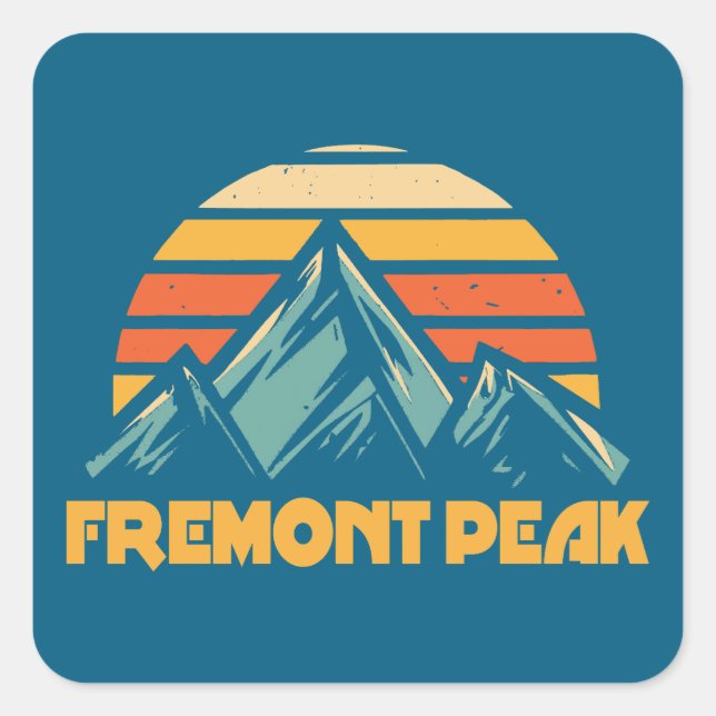 Sticker Carré Fremont Peak Wyoming Retro Turquoise (Devant)