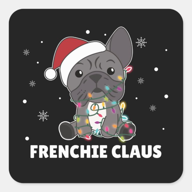 Sticker Carré French Bulldog jeu de Noël FRENCHIE CLAUS Carré (Devant)