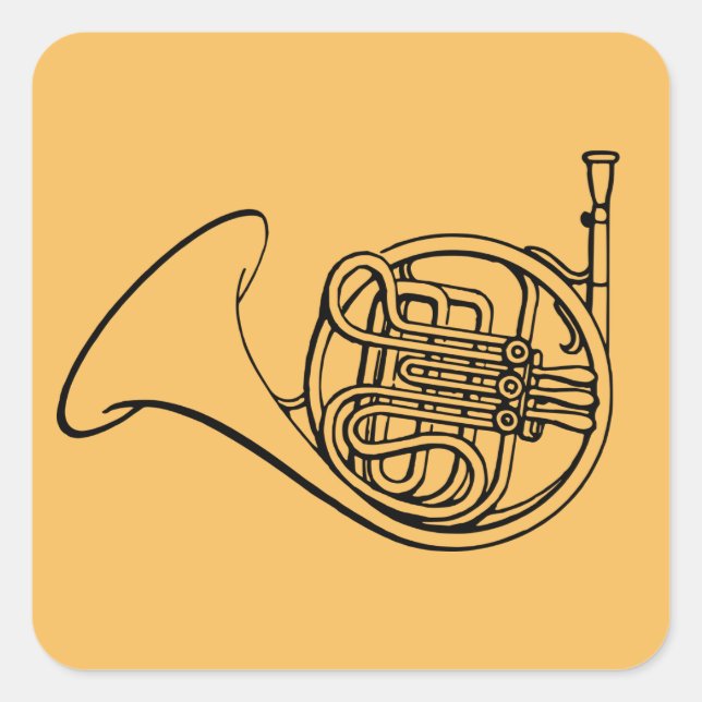Sticker Carré French Horn musique de groupe en laiton (Devant)