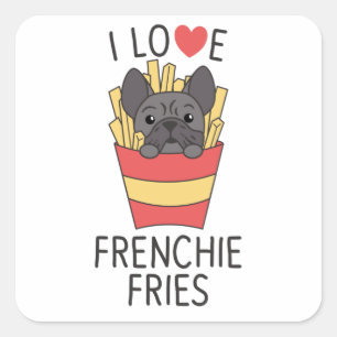 Sticker Carré Frenchie Fries - mignonne French Bulldog Fries