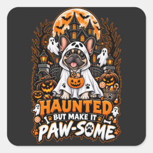 Sticker Carré Frenchie Halloween ensorcelé mais mignon