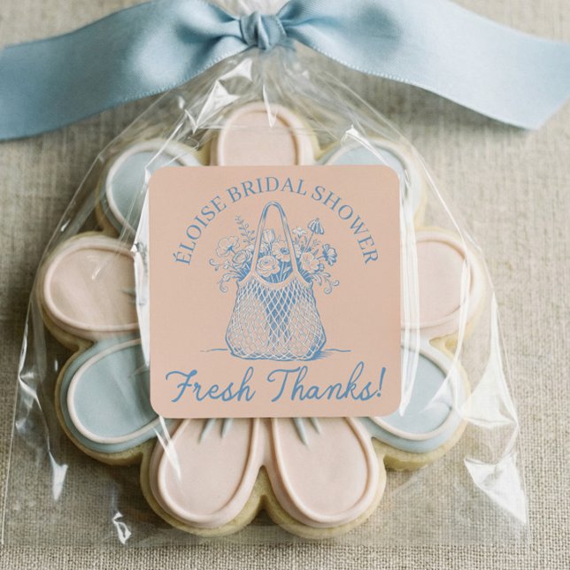 Sticker Carré Fresh Off The Market Bouquet Floral Bridal Shower  (Fresh Off The Market Bouquet Floral Bridal Shower Square Sticker)