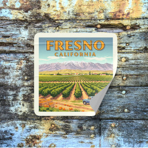 Sticker Carré Fresno Californie vintage