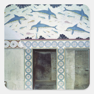 Sticker Carré Fresques dauphins dans la salle de bain de la rein