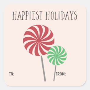 Sticker Carré Friandises de Noël rouges et vertes