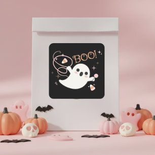 Sticker Carré Friandises effrayantes fantômes amicaux BOO ID1325