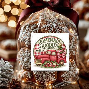 Sticker Carré Friandises Faîtes Maison Camion Country Rouge