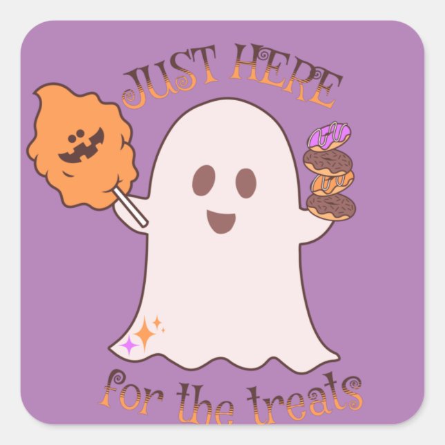 Sticker Carré Friandises Halloween Fantôme et sucreries Fête   (Devant)