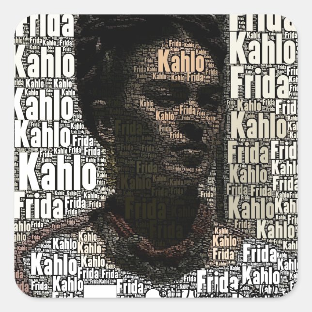 Sticker Carré Frida Kahlo Lettering Portrait (Devant)