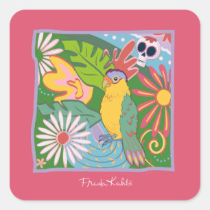 Sticker Carré Frida Kahlo Parrot Graphic