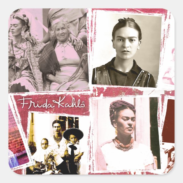 Sticker Carré Frida Kahlo Photo Montage (Devant)