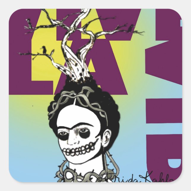 Sticker Carré Frida Kahlo Pop Art Portrait (Devant)