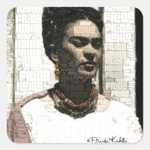 Sticker Carré Frida Kahlo Portrait textile