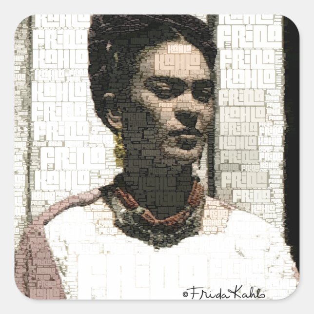 Sticker Carré Frida Kahlo Portrait textile (Devant)