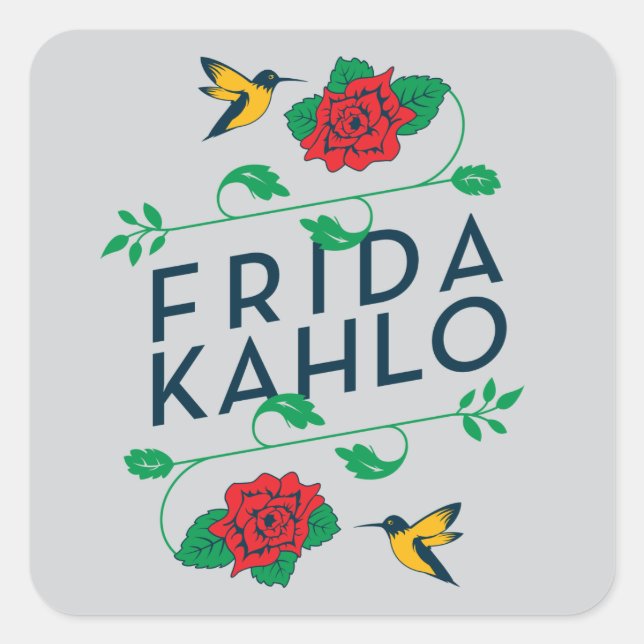 Sticker Carré Frida Kahlo | Typographie florale (Devant)