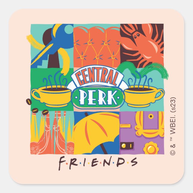 Sticker Carré FRIENDS™ | Central Perk Graphique Vibrant (Devant)