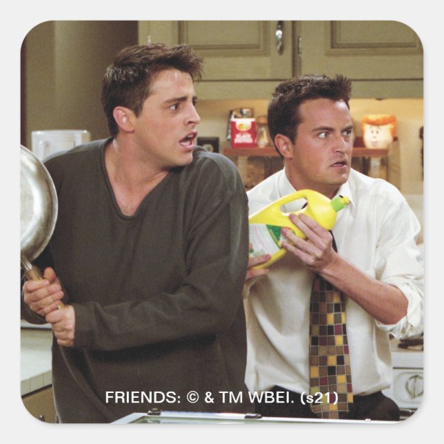 Sticker Carré FRIENDS™ | Joey et Chandler s'affolent (Devant)