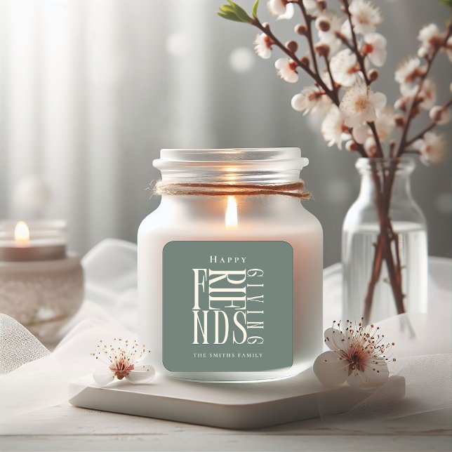 Sticker Carré Friendsgiving Moderne Élégant d'Automne  (Créateur téléchargé)