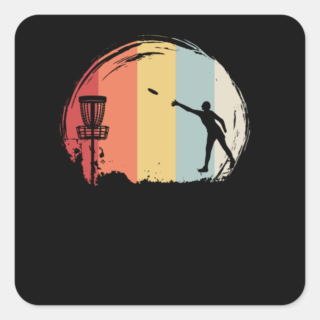 Sticker Carré Frisbee Golf Retro (Devant)
