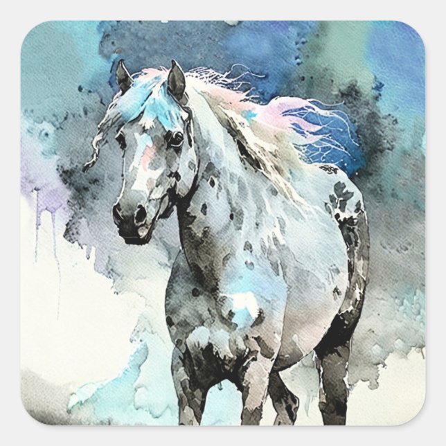 Sticker Carré Frisky Appaloosa Mare Watercolour (Devant)