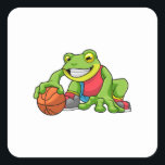 Sticker Carré Frog at Sports with Basketball<br><div class="desc">This design is the perfect gift for a birthday,  Christmas and other celebrations. It is suitable for women,  men and kids.</div>