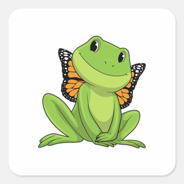 Sticker Carré Frog with Butterfly (Devant)