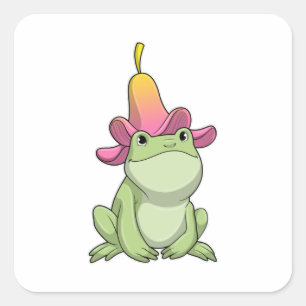 Sticker Carré Frog with Plumeria
