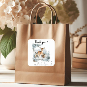 Sticker Carré Froid Hiver Hiver Bois Animaux Merci