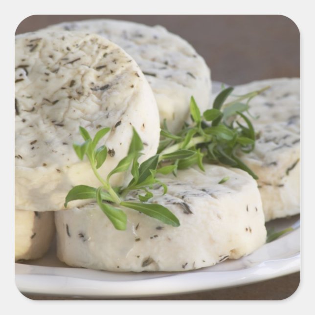 Sticker Carré Fromage de chèvre français - chèvre - avec des her (Devant)