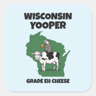 Sticker Carré Fromage drôle de vache de Wisconsin Yooper Eh