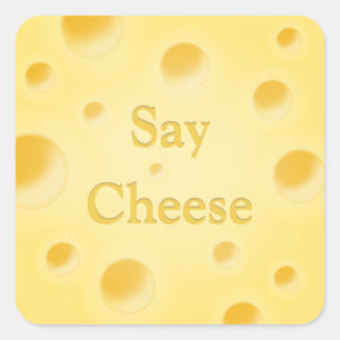 Sticker Carré Fromage Jaune Coupable "Say Cheese"