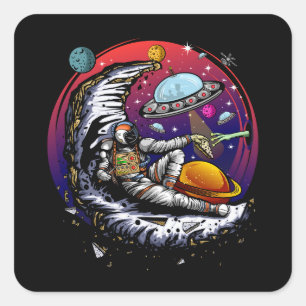 Sticker Carré Fromage Space Moon
