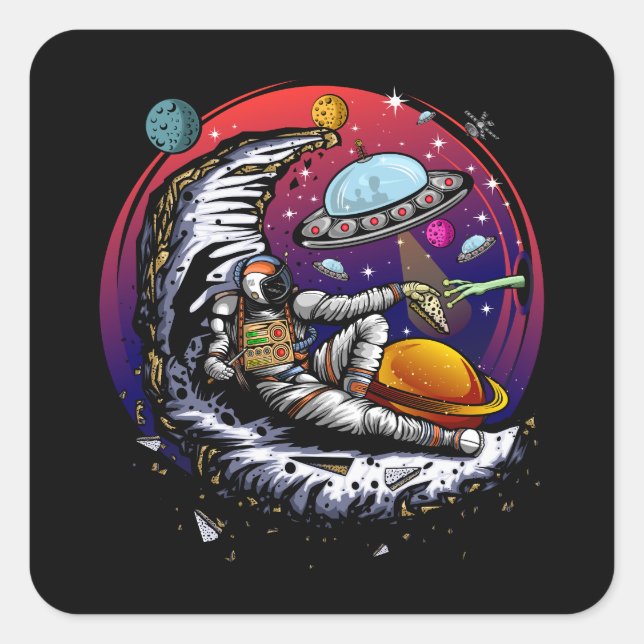 Sticker Carré Fromage Space Moon (Devant)