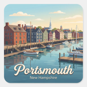 Sticker Carré Front de mer du port de Portsmouth New Hampshire