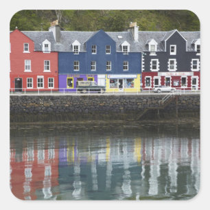 Sticker Carré Front de mer, Tobermory, île de Mull, Écosse,