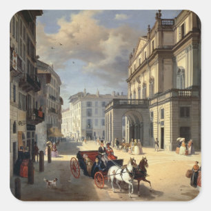 Sticker Carré Front du théâtre La Scala, 1852