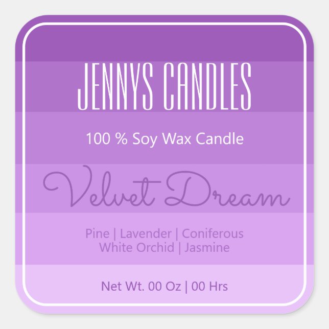 Sticker Carré Frontière Carré moderne Pastel Rainbow Ombre Lilac (Devant)