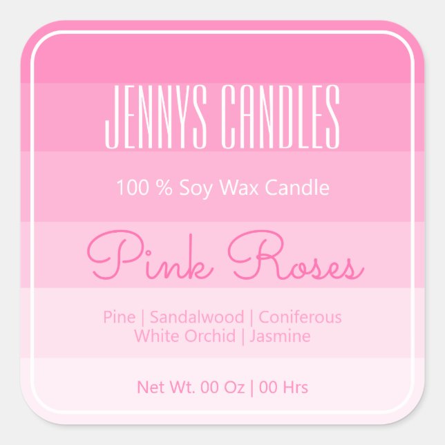 Sticker Carré Frontière Carré moderne Pastel Rainbow Ombre rose (Devant)