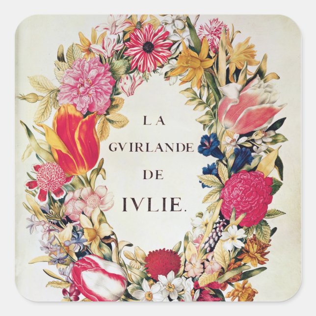 Sticker Carré Frontispiece de 'La Guirlande de Julie', c.1642 (Devant)