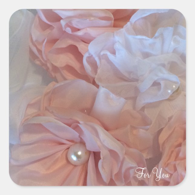 Sticker Carré Froufrous Floraux Roses (Devant)