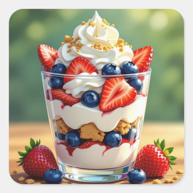 Sticker Carré Fruit and Yogurt Parfait (Devant)